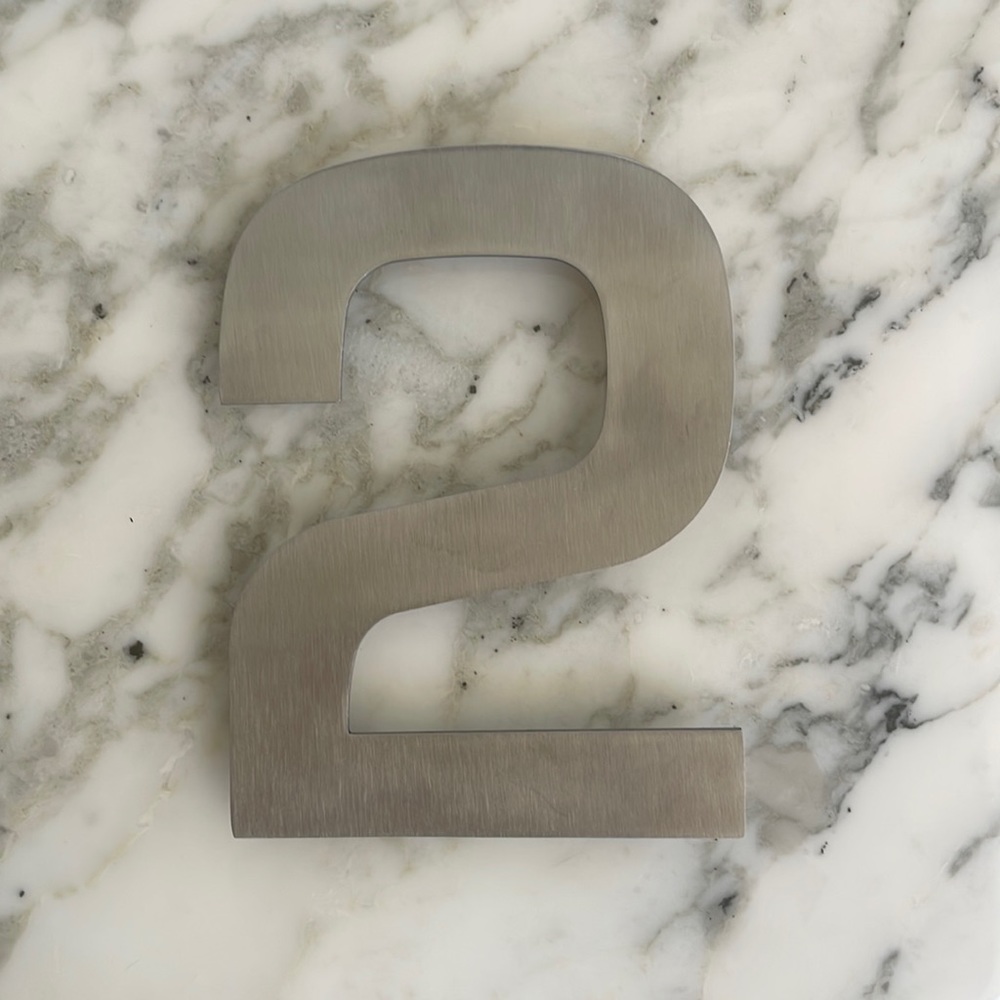 NEW Modern Stainless Steel House Number '2'